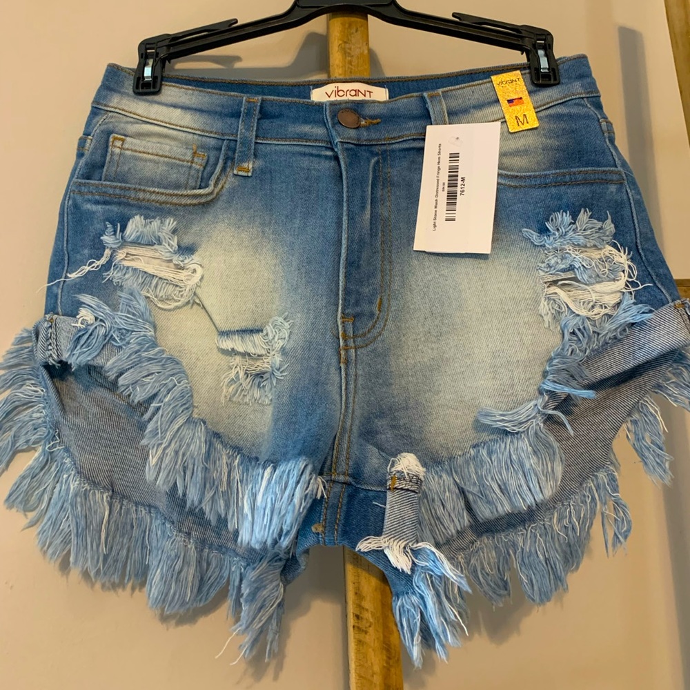 Vibrant Distressed Denim Shorts